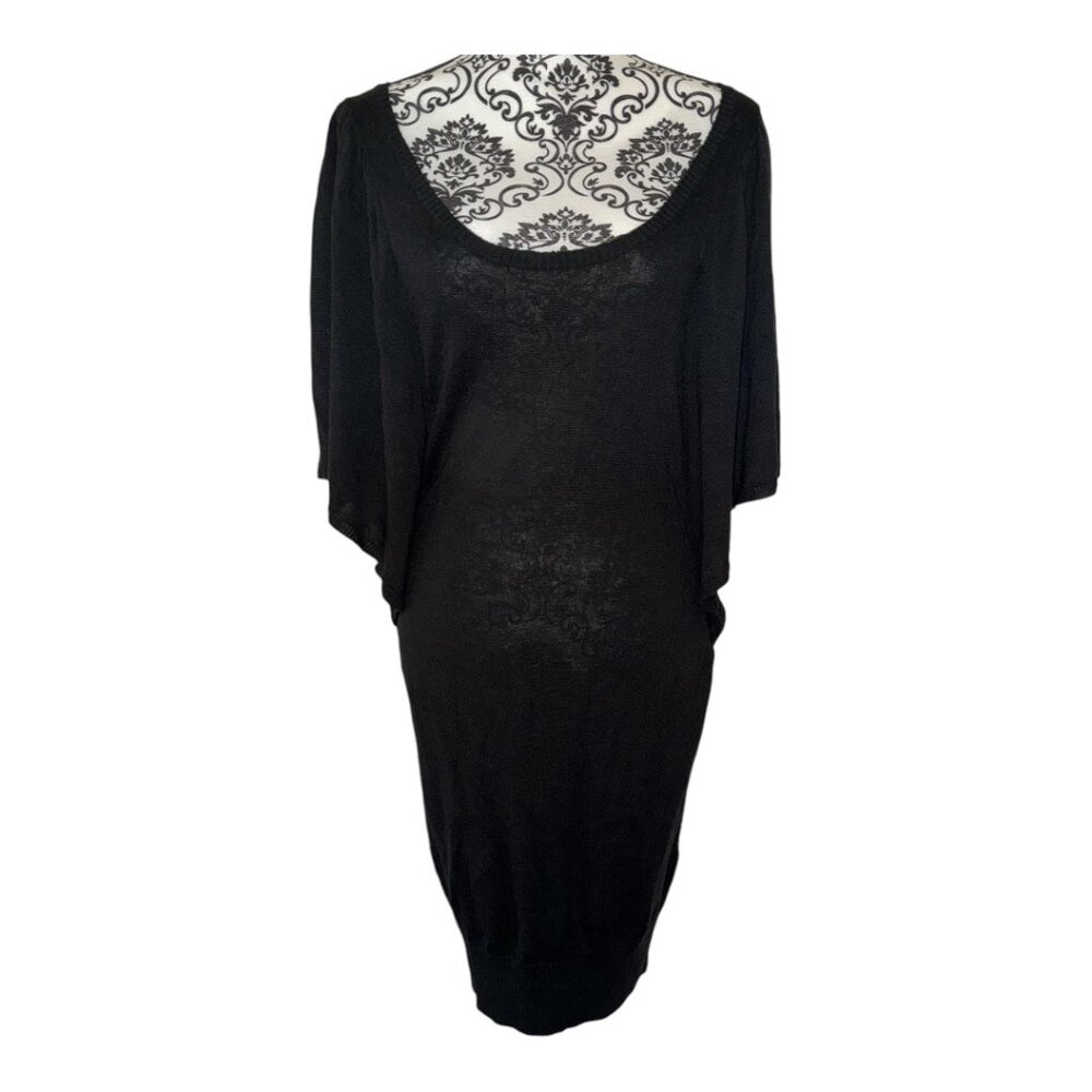BEBE Women's Black Batwing Sleeves Sweater Dress Size Medium